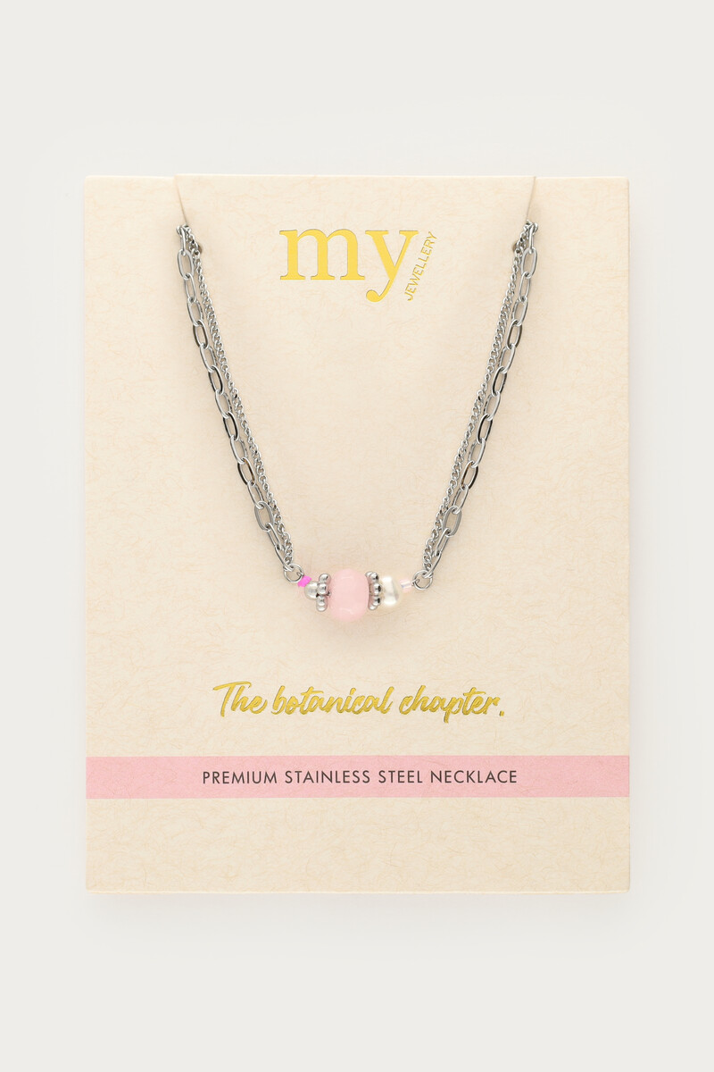 Botanical double necklace with pink stone | My Jewellery