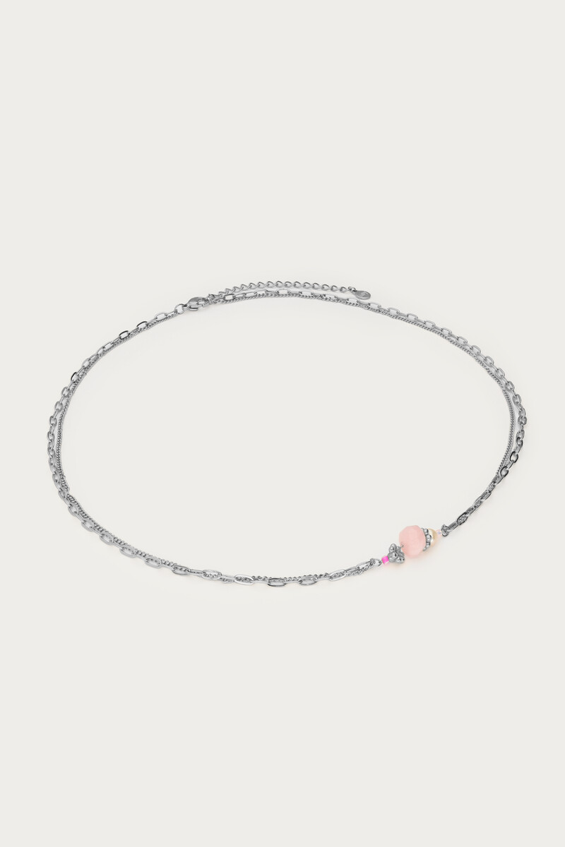 Botanical double necklace with pink stone | My Jewellery