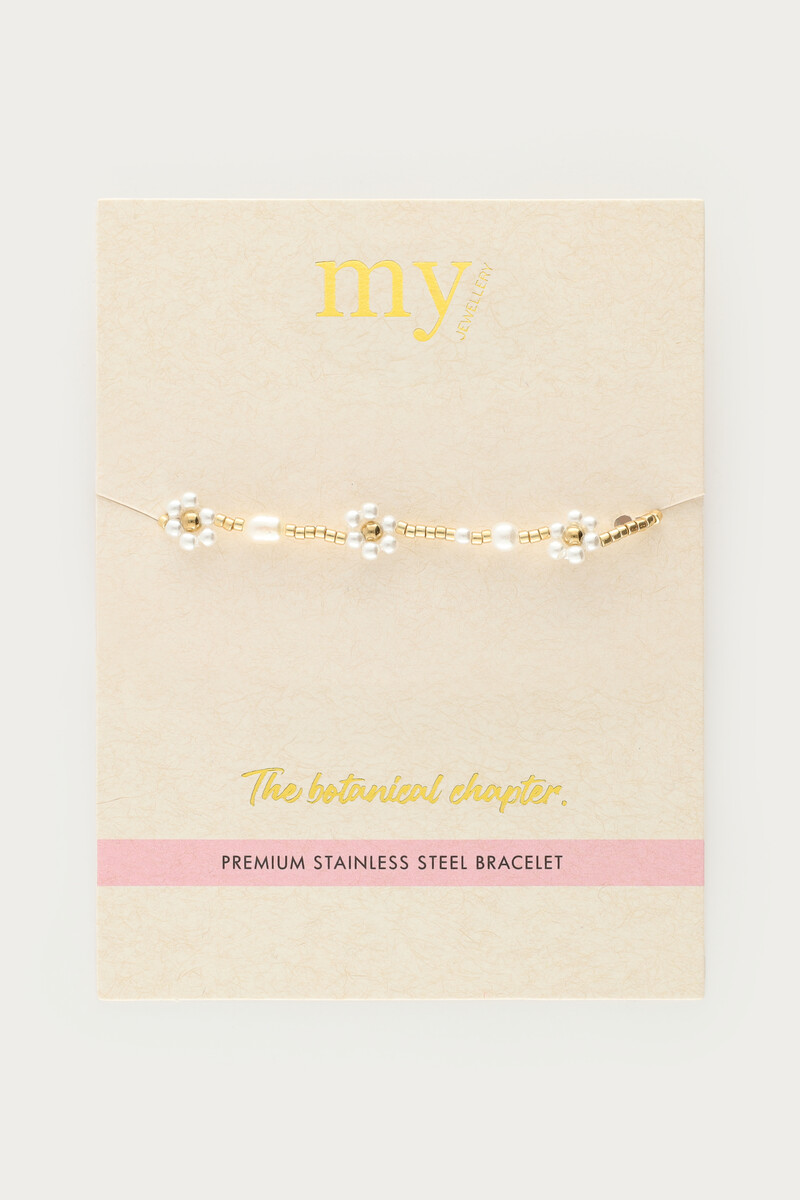 Botanical elastic bracelet with freshwater pearl flowers | My Jewellery