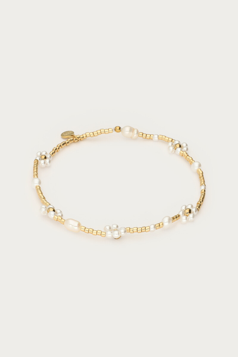 Botanical elastic bracelet with freshwater pearl flowers | My Jewellery