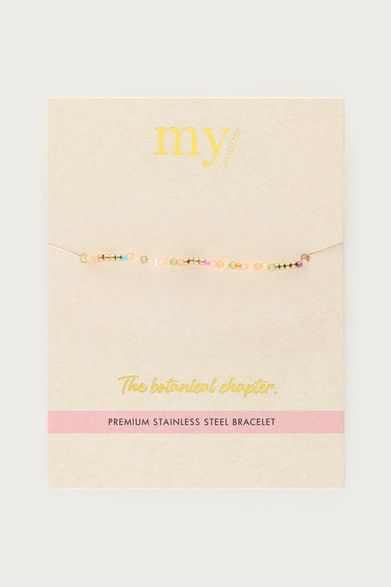 Botanical elastic bracelet with green beads | My Jewellery