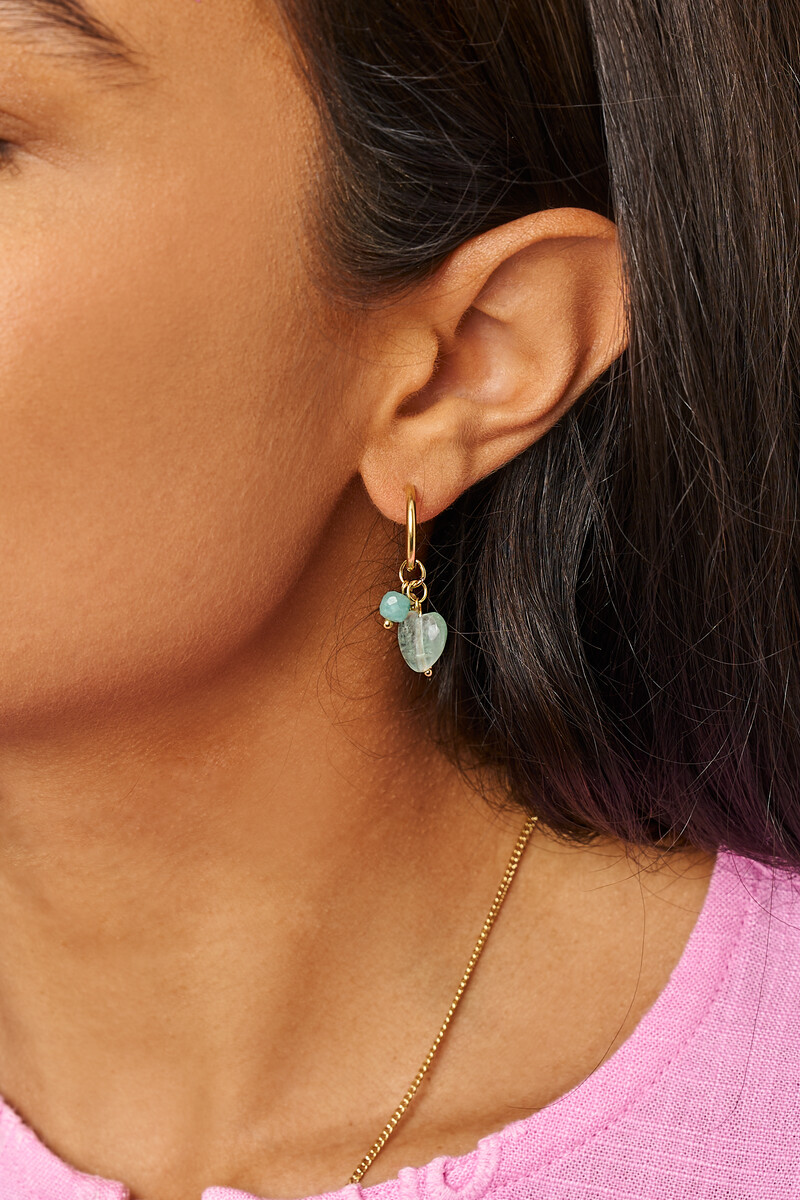 Botanical hoop earrings with blue hearts and beads | My Jewellery