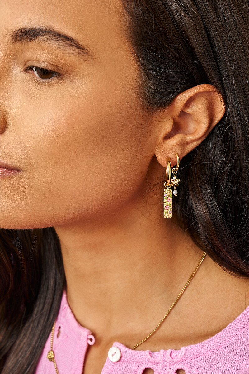 Botanical hoop earrings with flower charm | My Jewellery