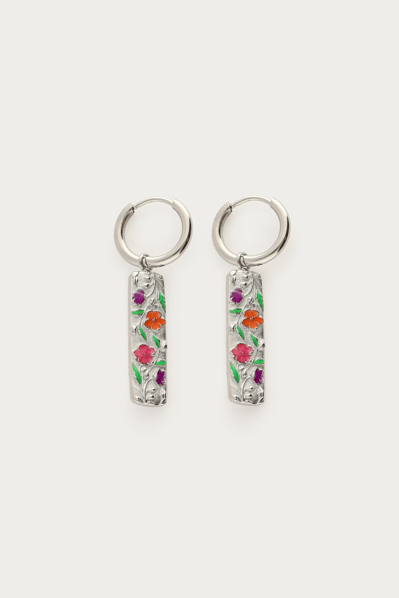 Botanical hoop earrings with multicoloured flowers | My Jewellery