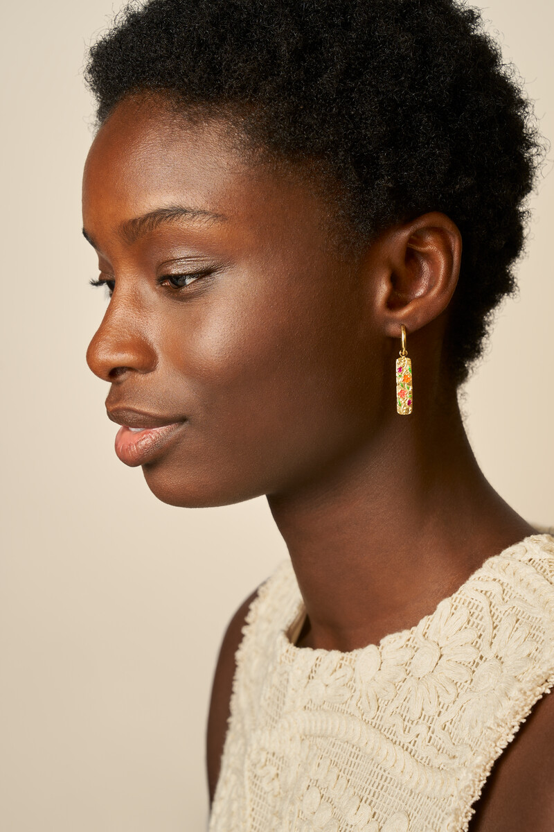 Botanical hoop earrings with multicoloured flowers | My Jewellery
