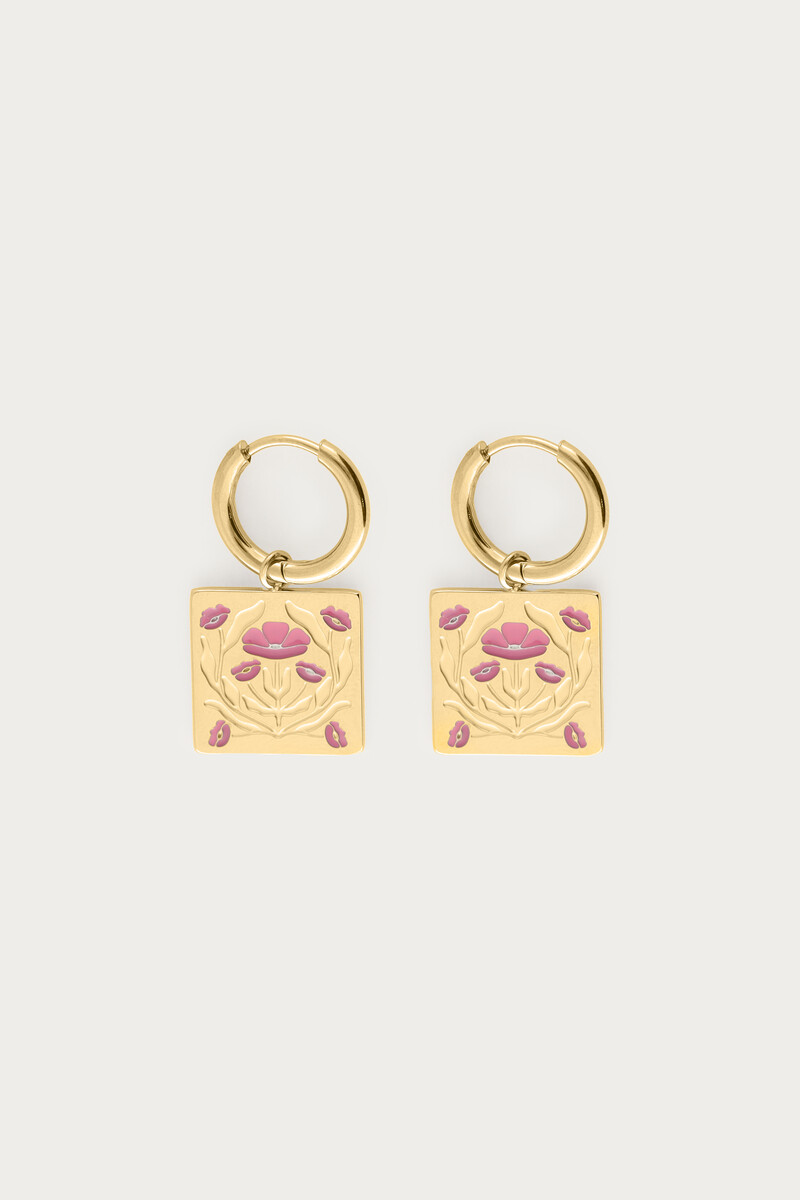Boucles d'oreilles Botanical avec fleurs roses