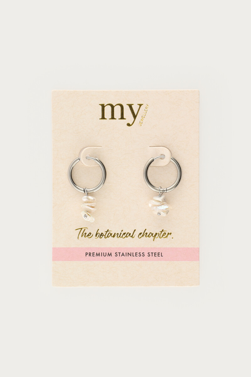 Botanical hoop earrings with white shells | My Jewellery