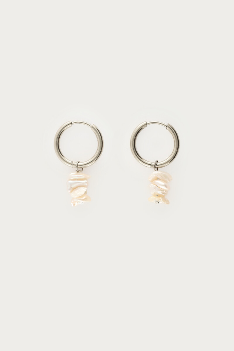 Botanical hoop earrings with white shells | My Jewellery