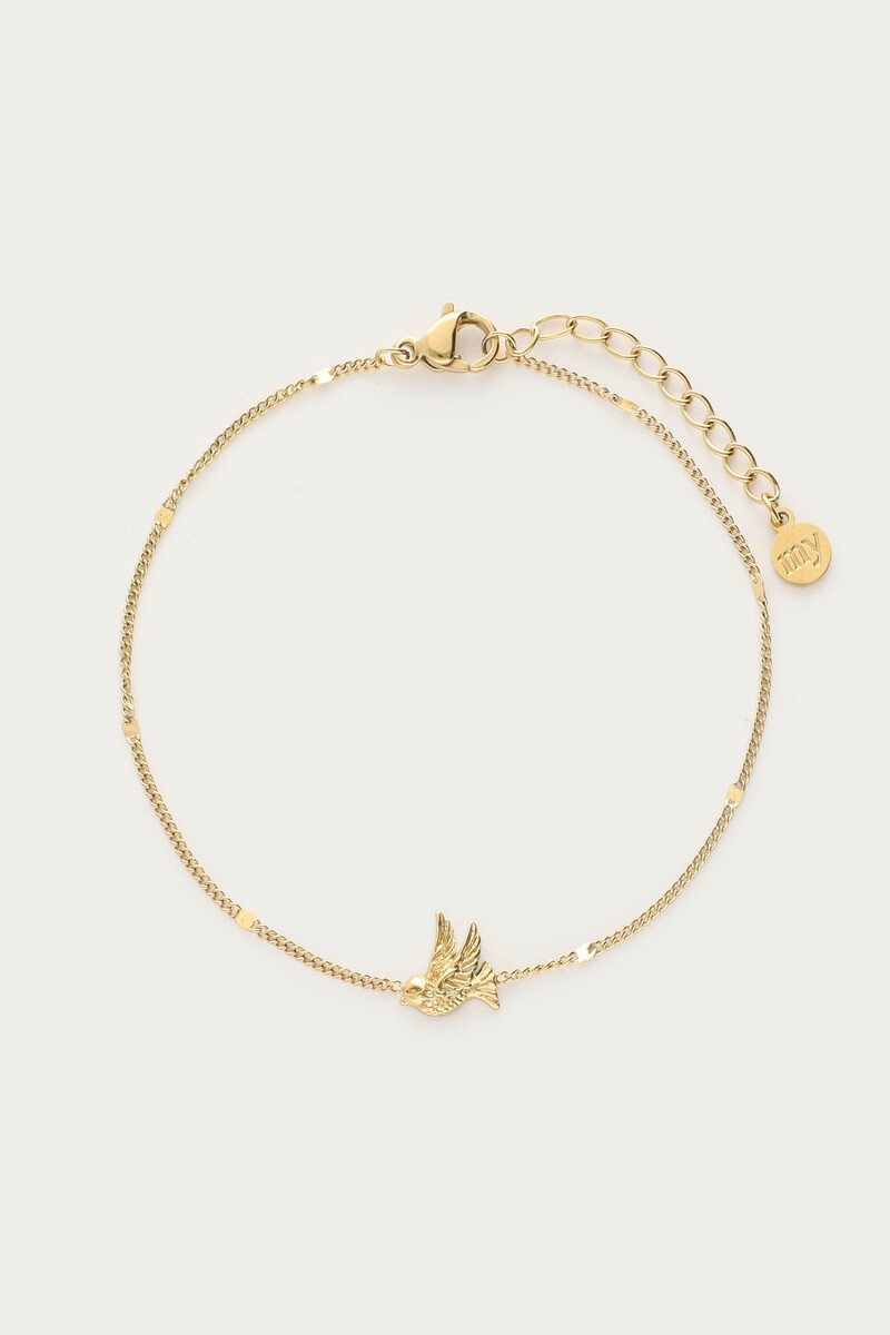 Botanical minimalistic bracelet with bird