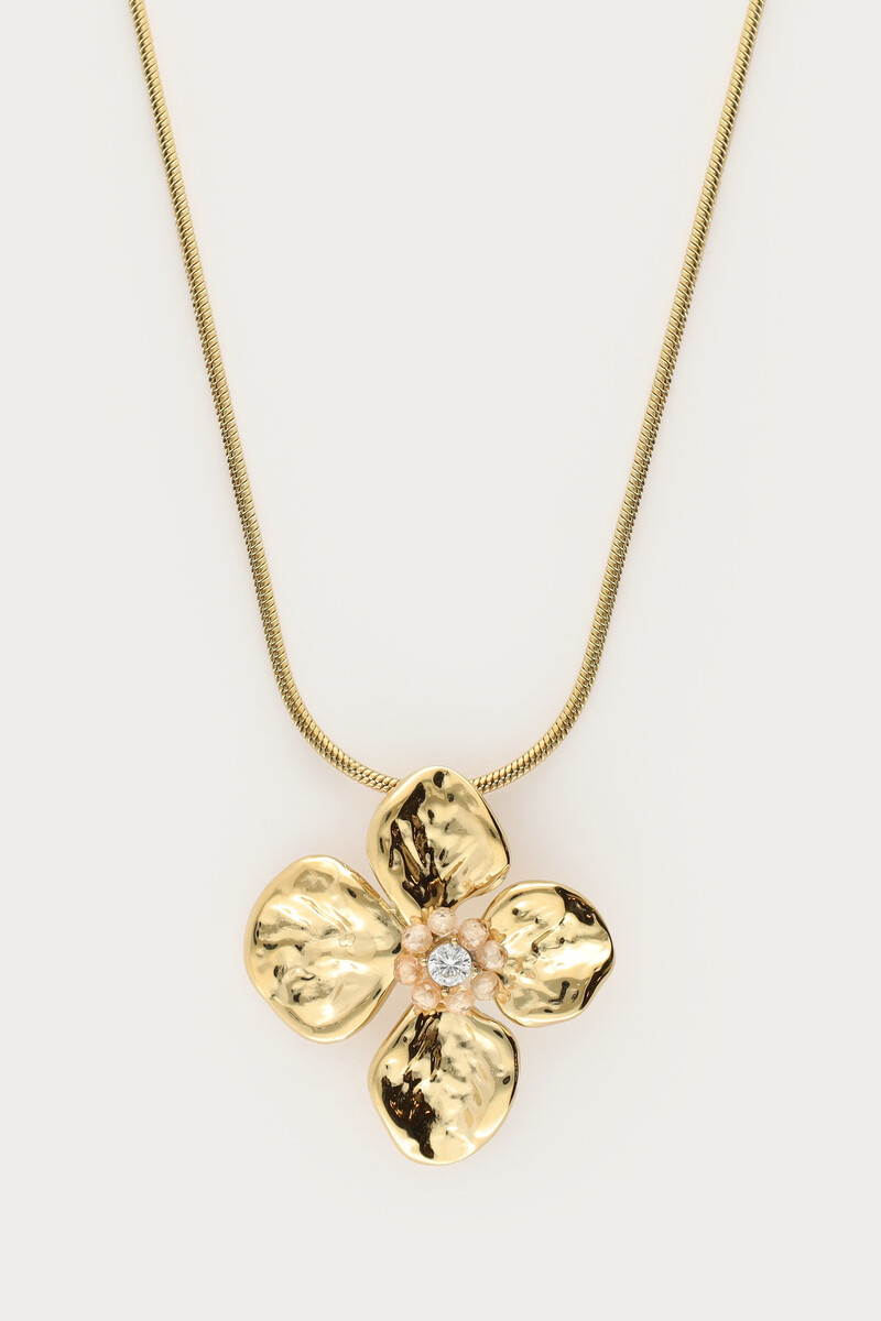 Botanical necklace with flower and beige beads | My Jewellery