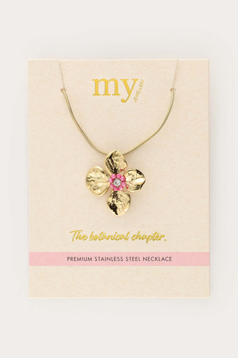 Botanical necklace with flower and pink beads | My Jewellery