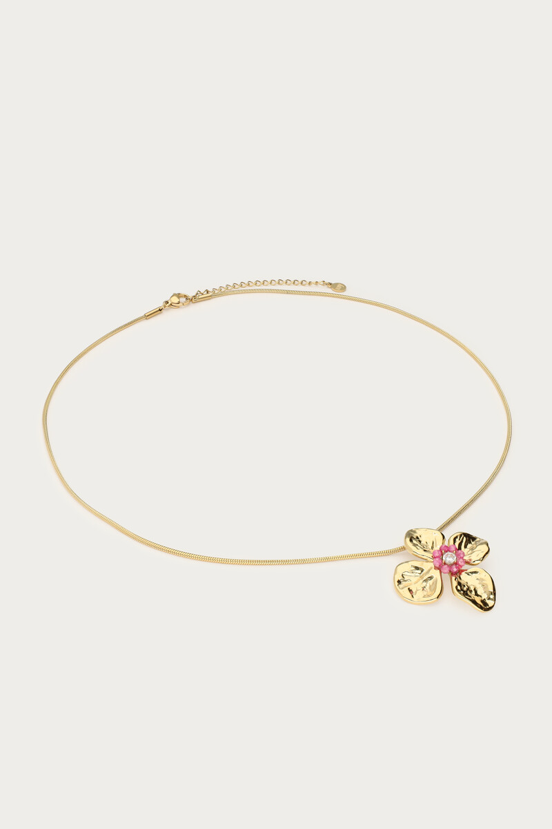 Botanical necklace with flower and pink beads | My Jewellery