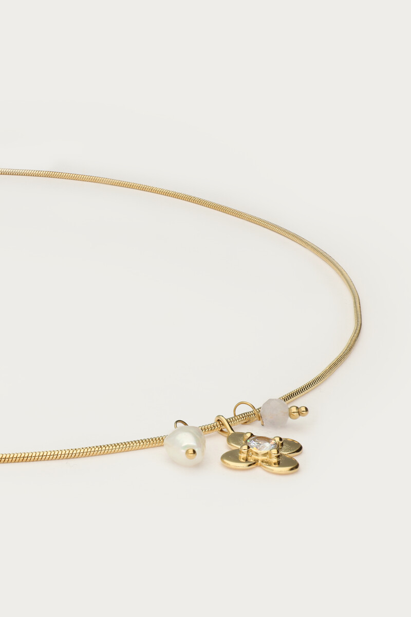 Botanical necklace with flower and rhinestone | My Jewellery