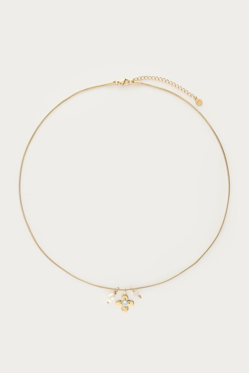 Botanical necklace with flower and rhinestone | My Jewellery