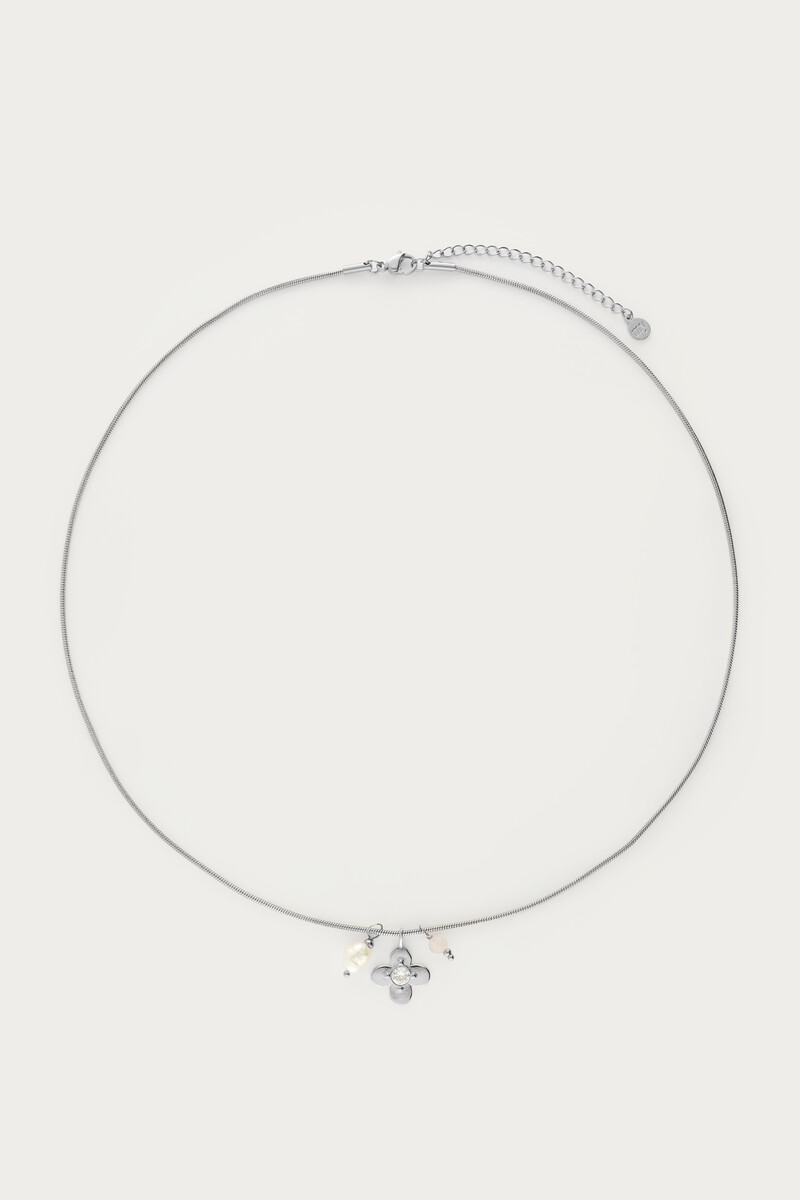 Botanical ketting met bloem en strass steen