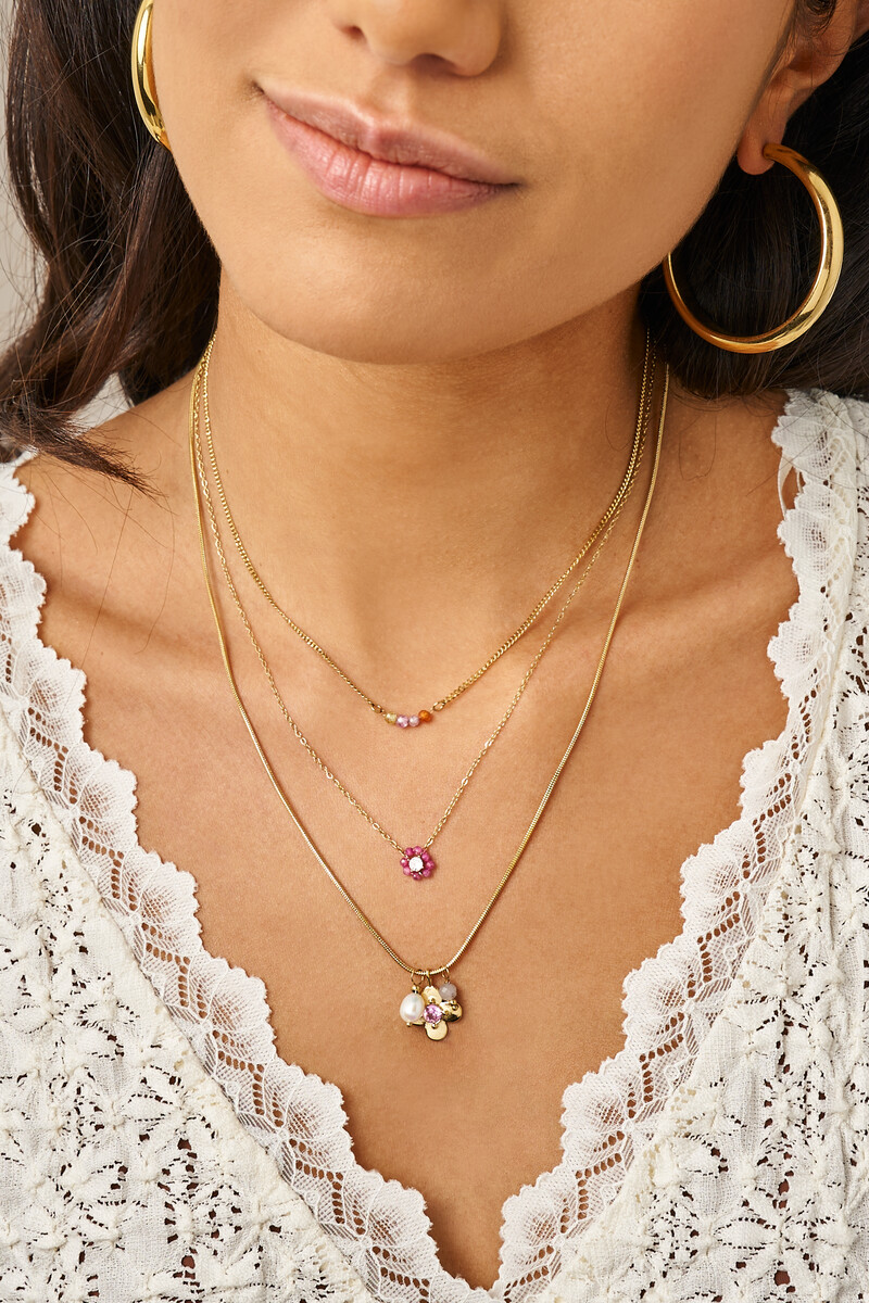 Botanical necklace with four multicoloured beads | My Jewellery