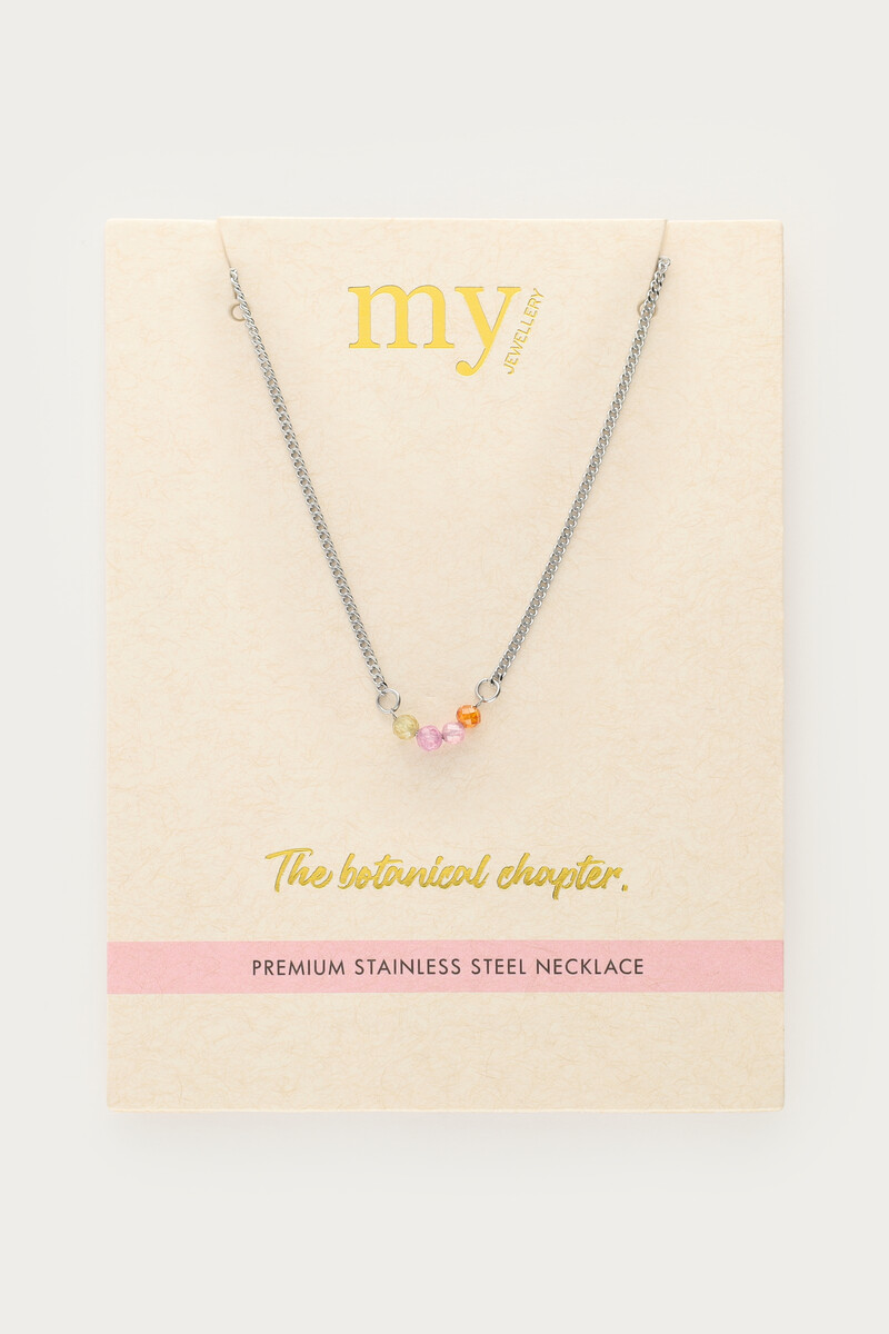Botanical necklace with four multicoloured beads | My Jewellery