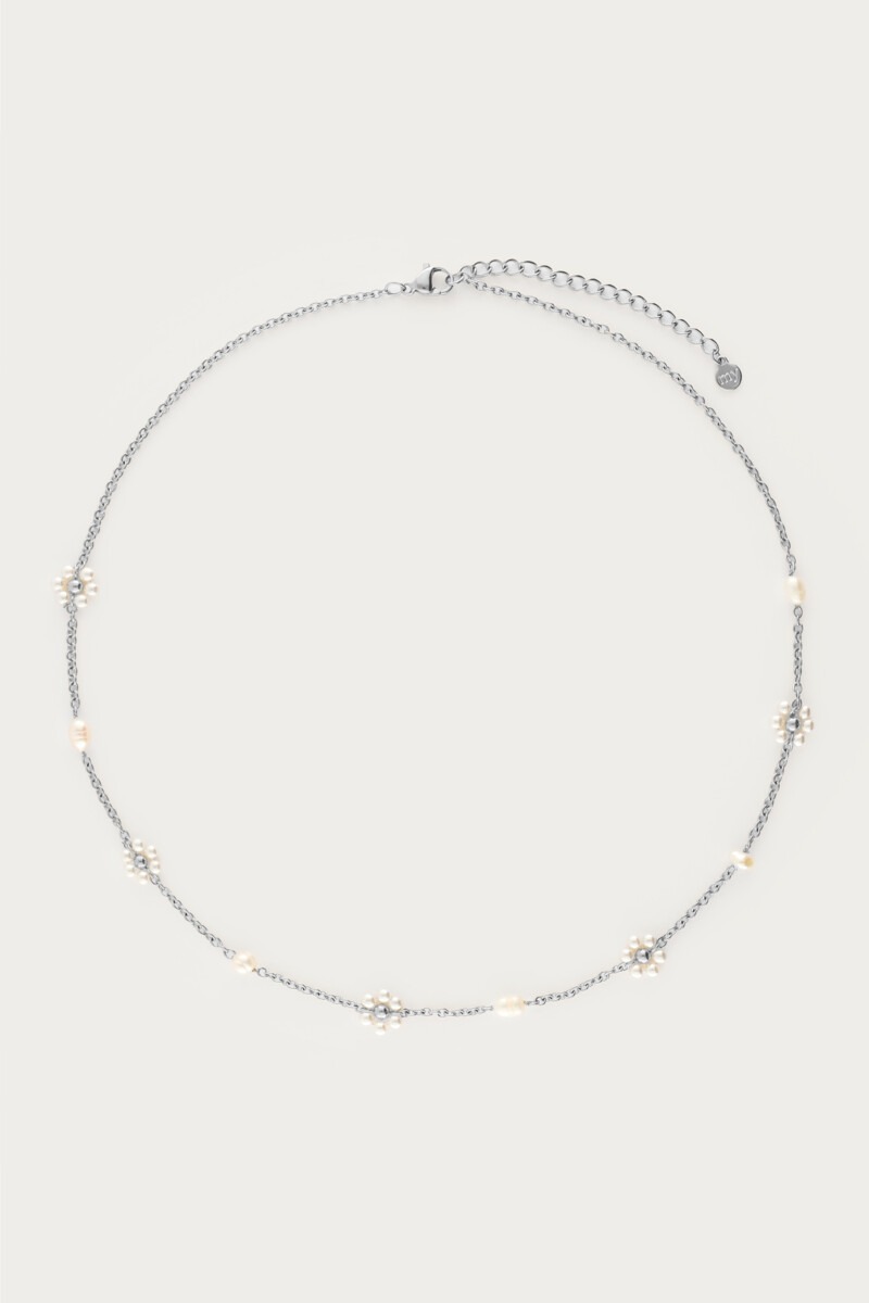 Botanical ketting met zoetwaterparel bloemen