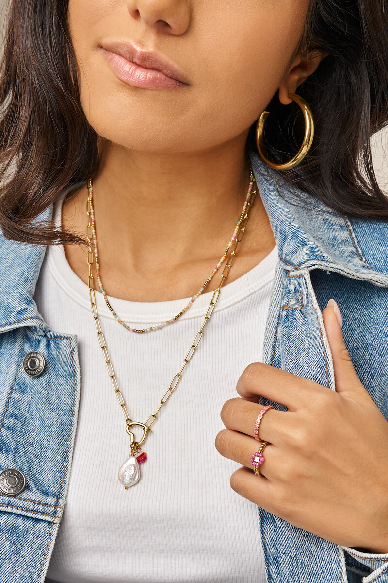 Botanical chain necklace with heart charm and beads | My Jewellery