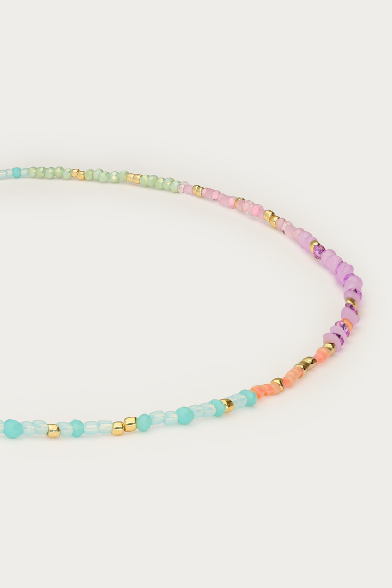 Botanical necklace with multicoloured beads
