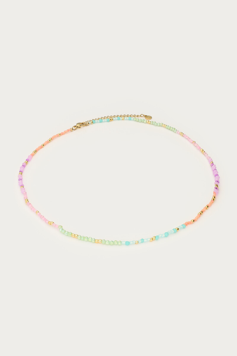 Botanical necklace with multicoloured beads