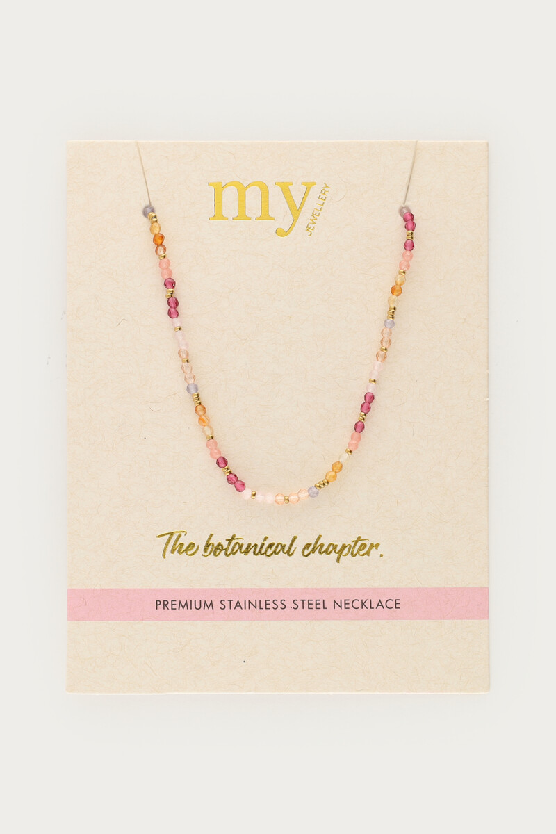 Botanical necklace with pink beads  | My Jewellery