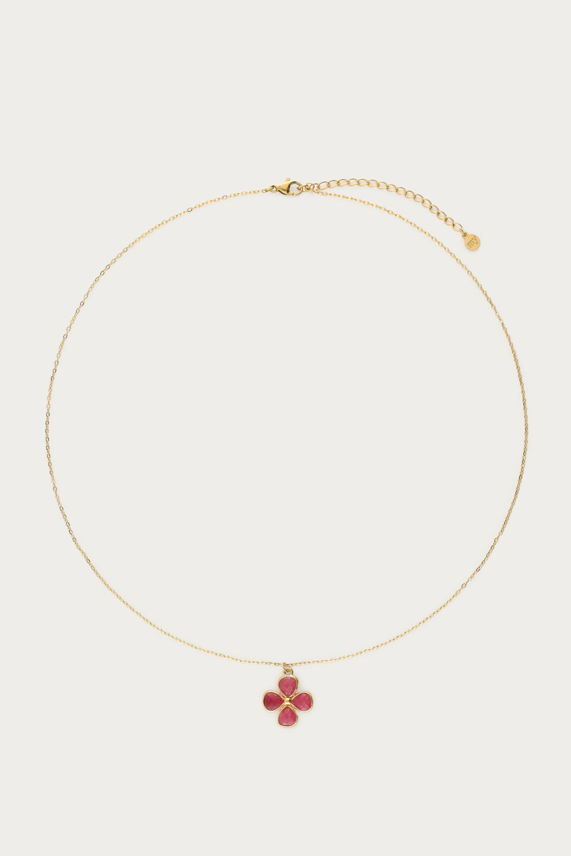 Botanical ketting met roze klaver