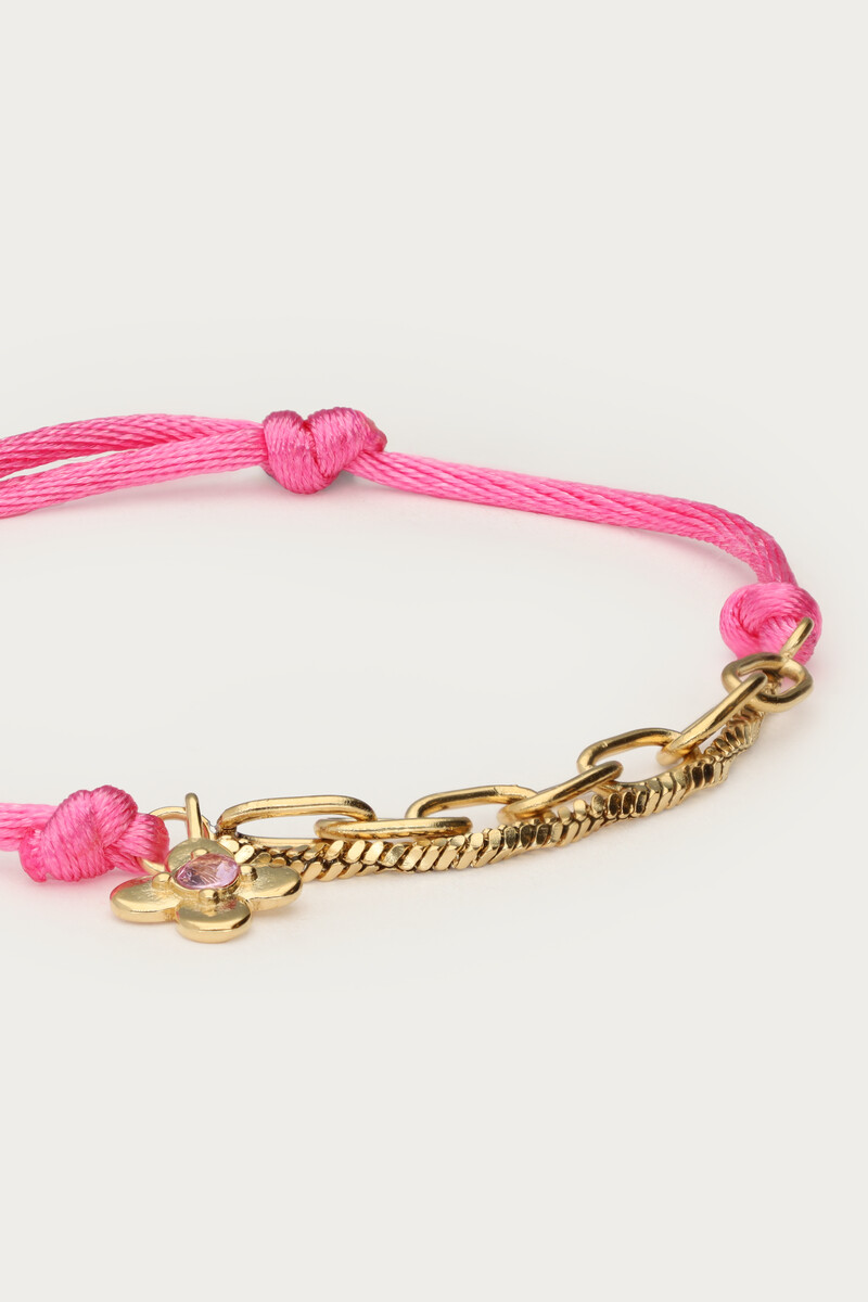 Botanical pink cord bracelet with flower | My Jewellery