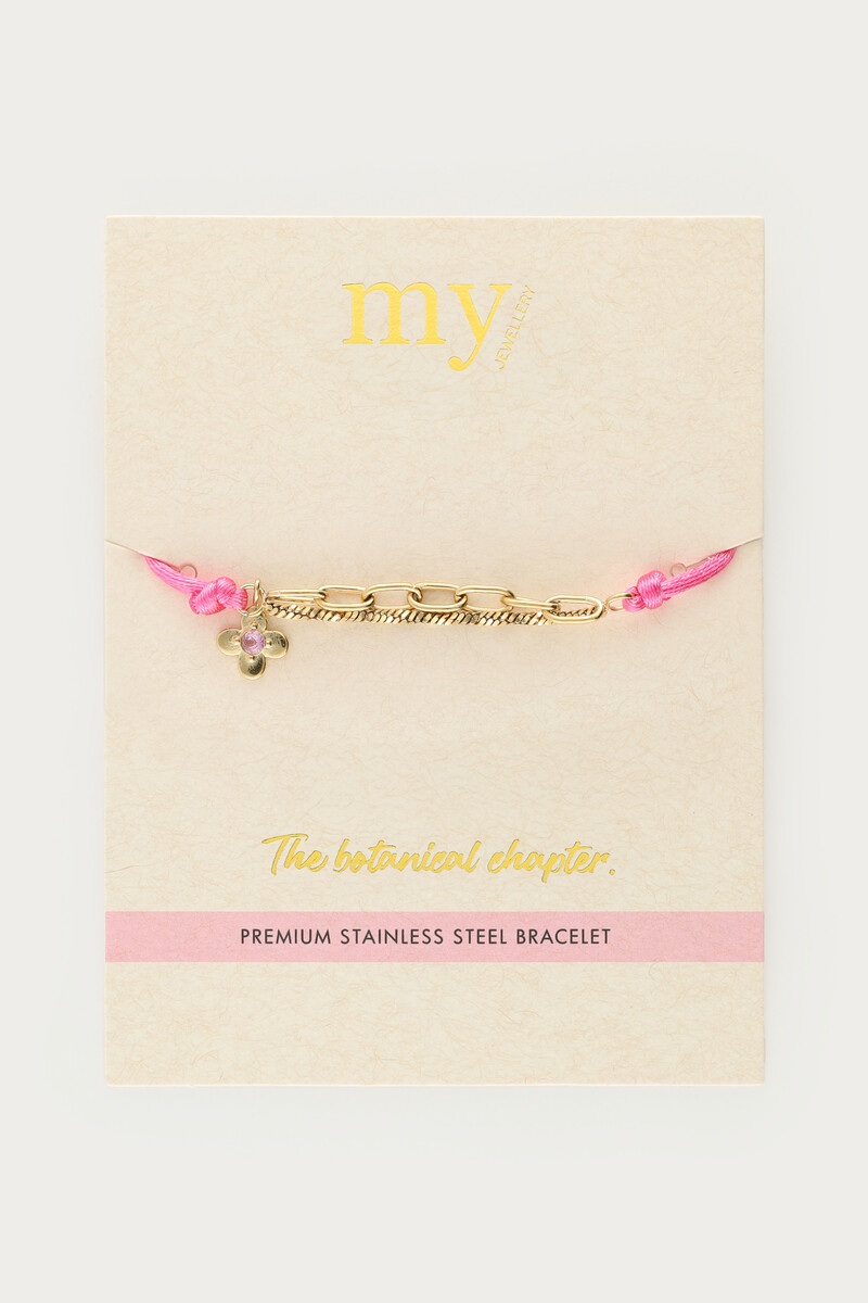 Botanical pink cord bracelet with flower | My Jewellery