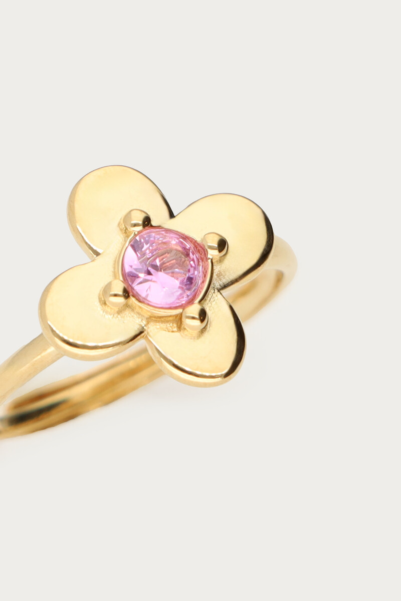 Botanical ring with flower and pink rhinestone | My Jewellery