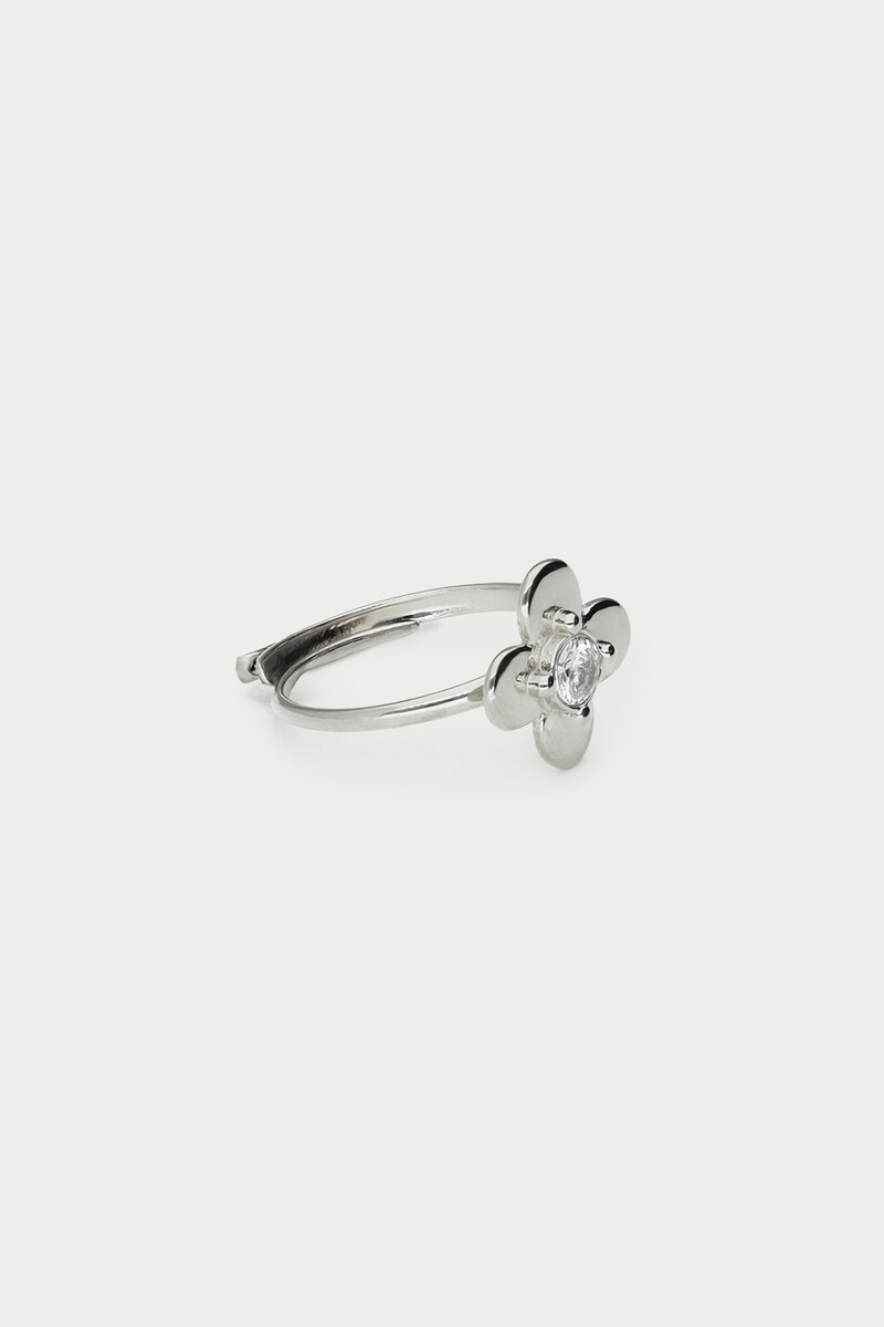 Botanical ring with flower and rhinestone | My Jewellery