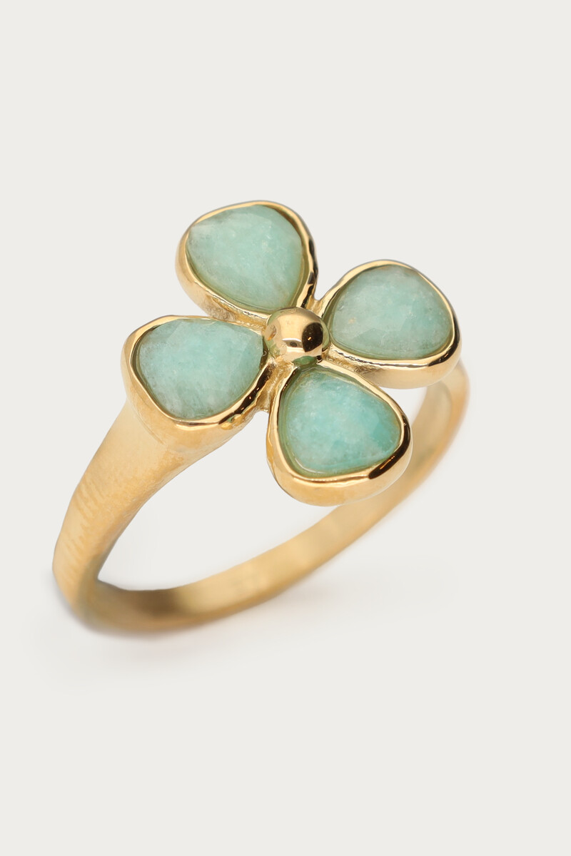 Botanical ring with light blue clover | My Jewellery