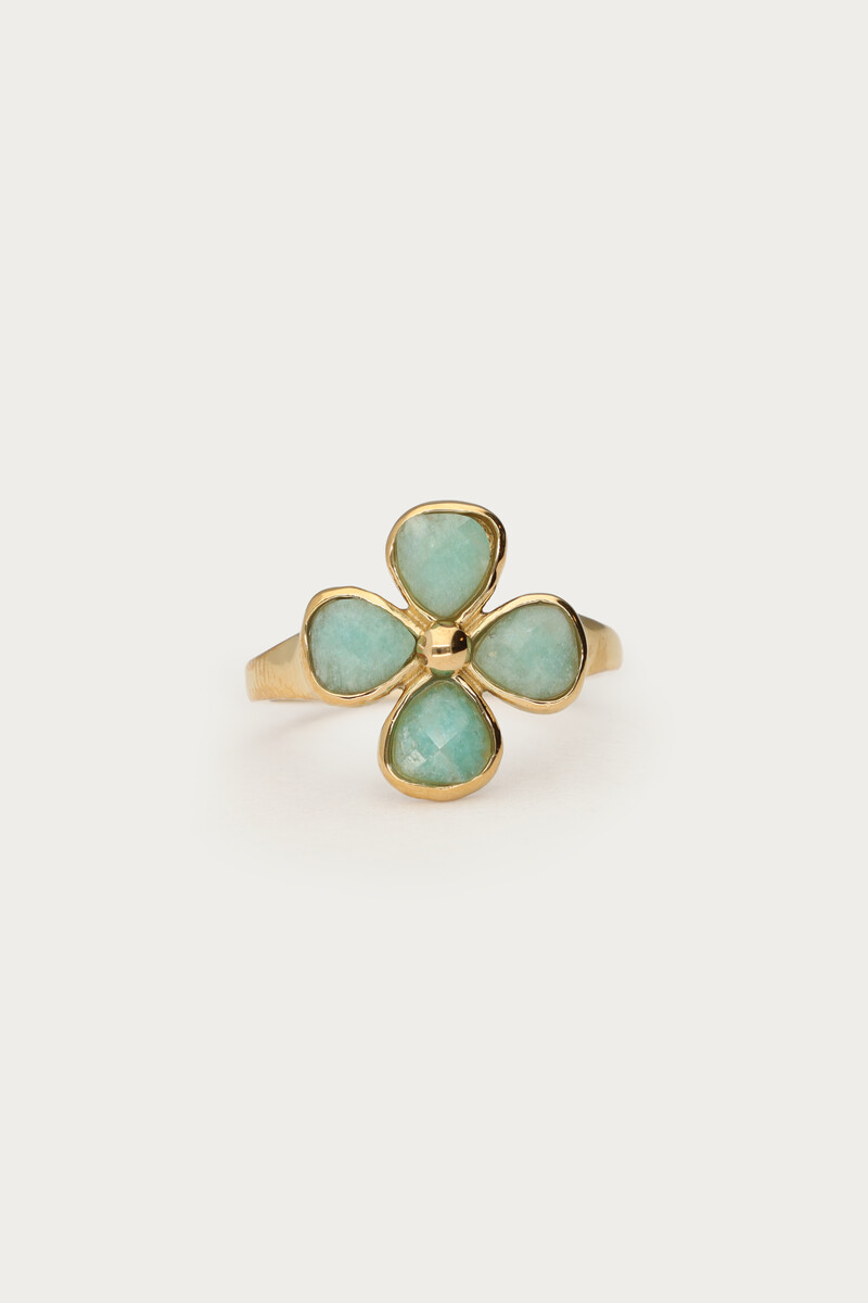 Botanical ring met lichtblauwe klaver
