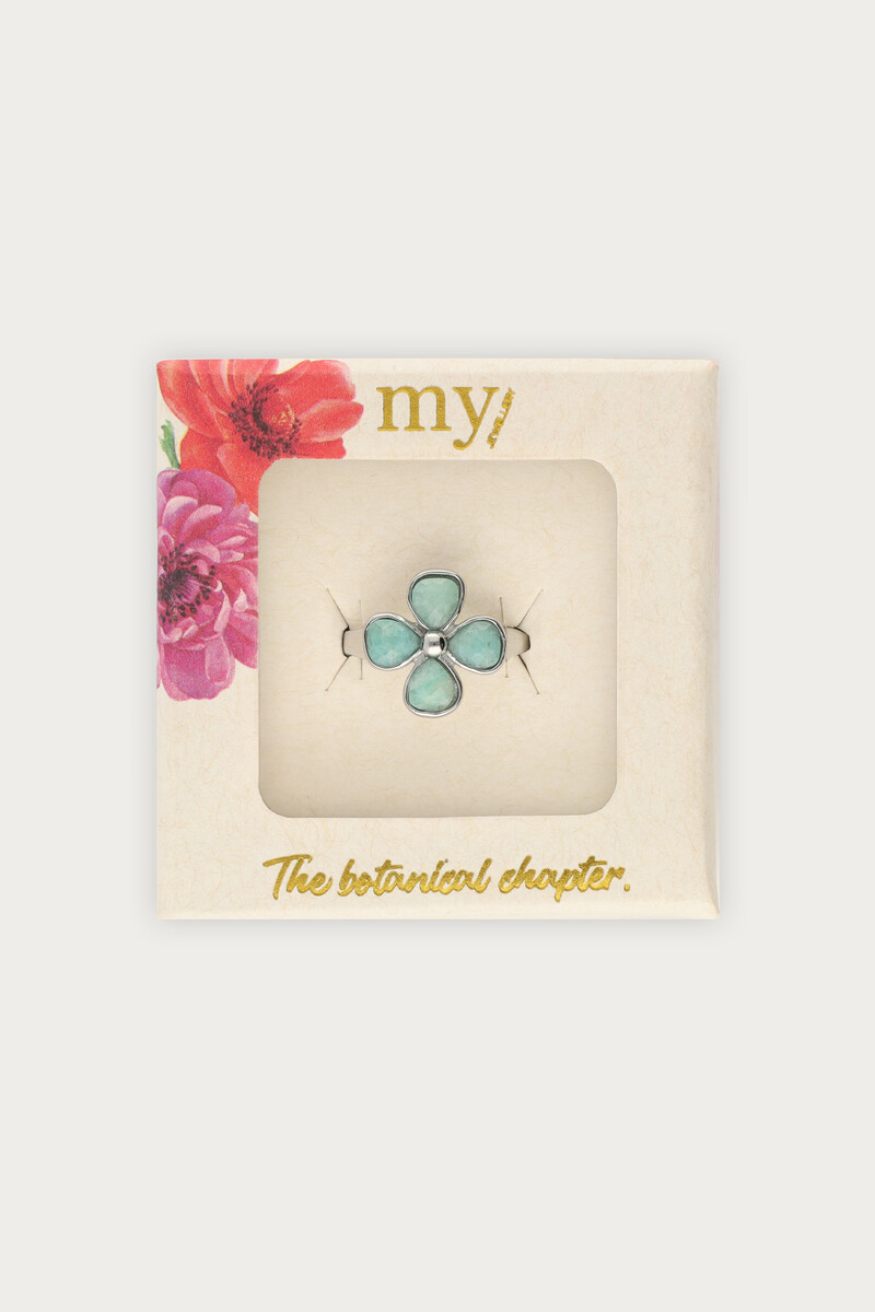 Botanical ring with light blue clover | My Jewellery