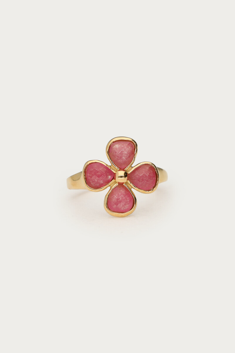 Botanical ring met roze klaver