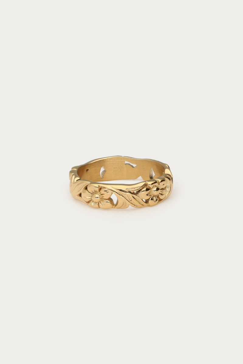 Botanical ring met vintage bloemen