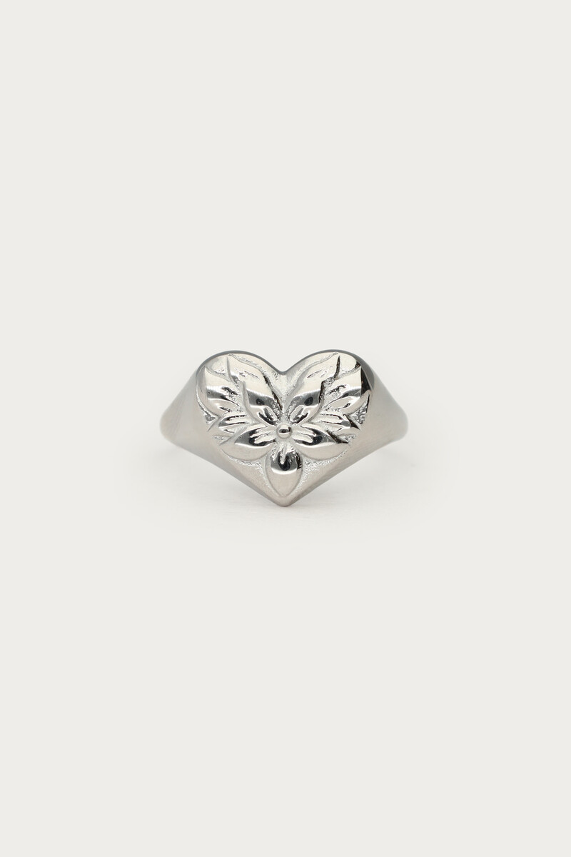 Botanical statement ring met bloemen hart