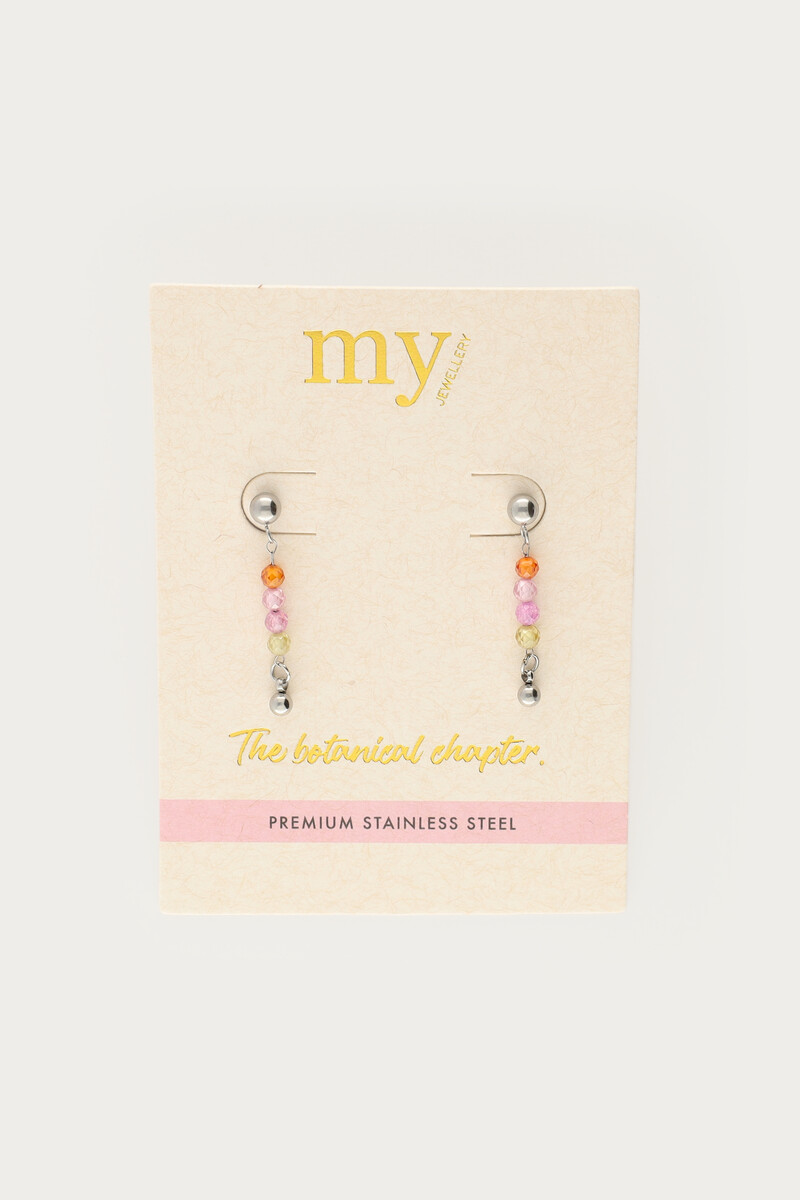 Botanical stud with mini multicoloured beads | My Jewellery