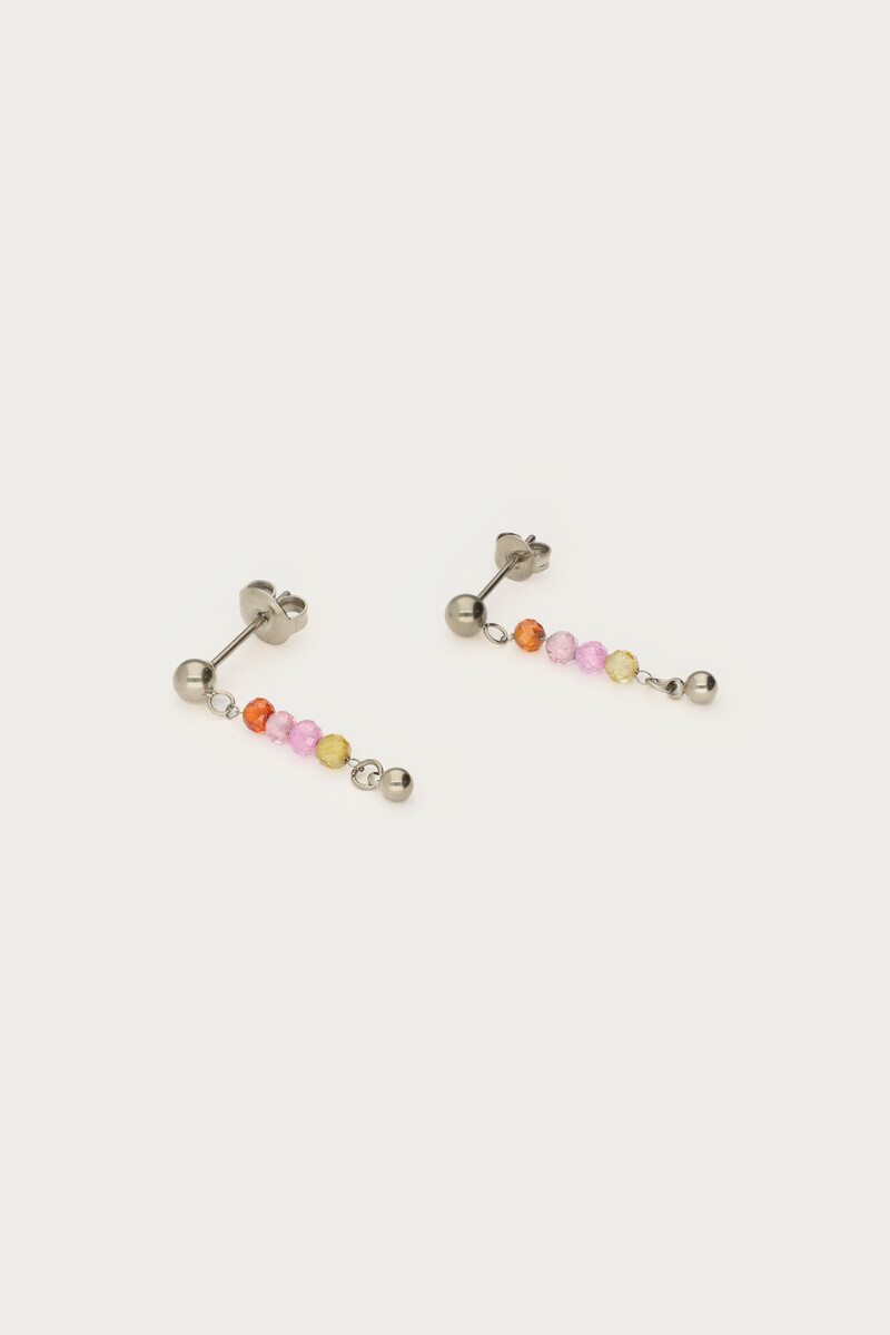 Botanical stud with mini multicoloured beads | My Jewellery