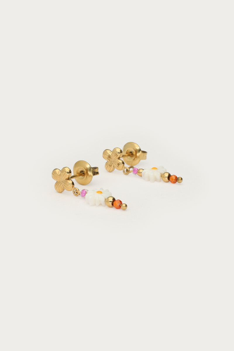 Botanical stud with white flower and beads | My Jewellery