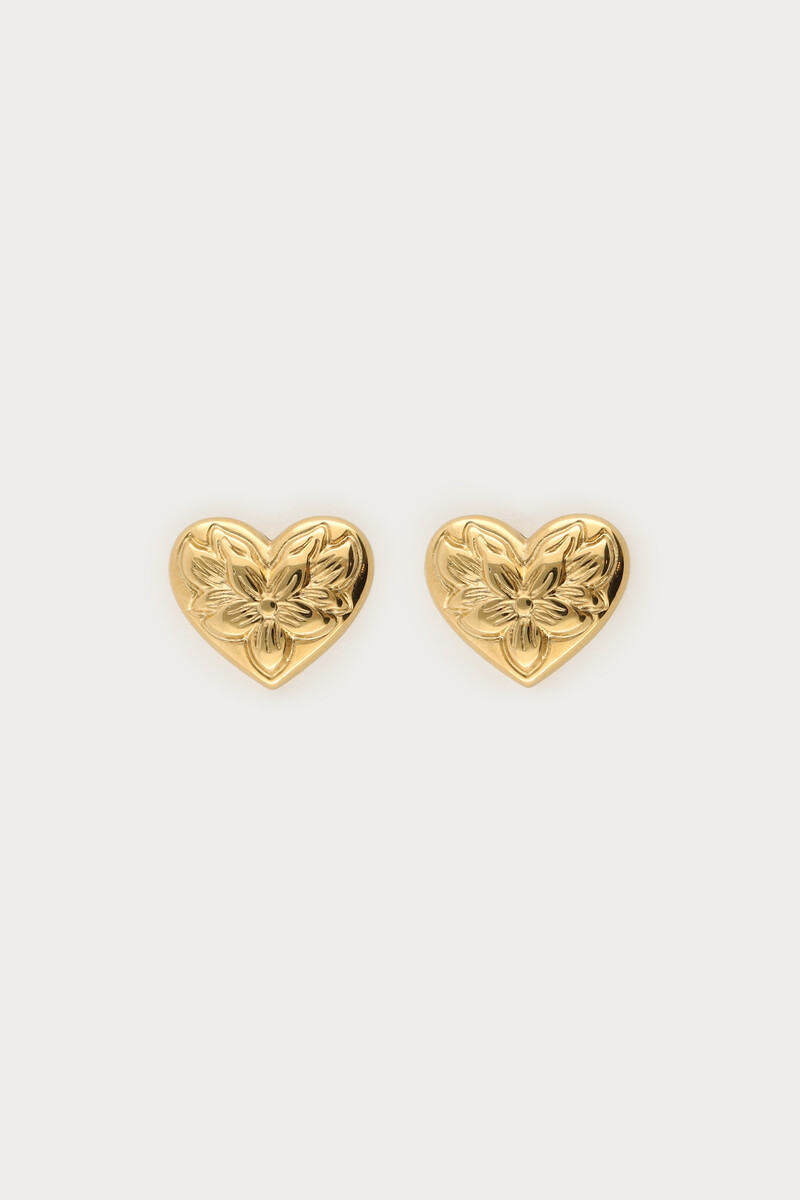 Puces d'oreilles Botanical avec maxi cœur 