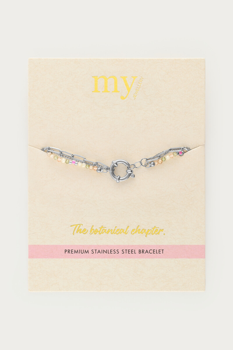 Botanical triple bracelet with light green beads | My Jewellery