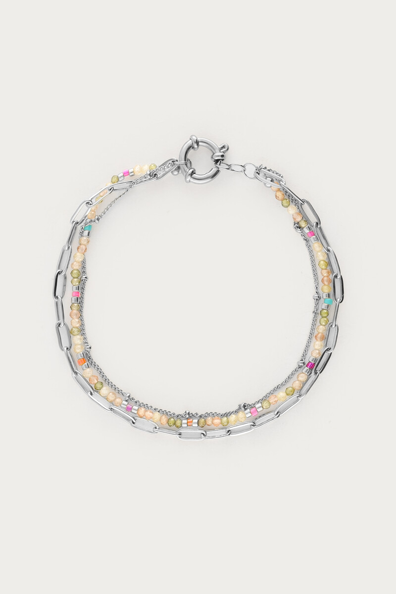 Botanical driedubbele armband met licht groene kralen