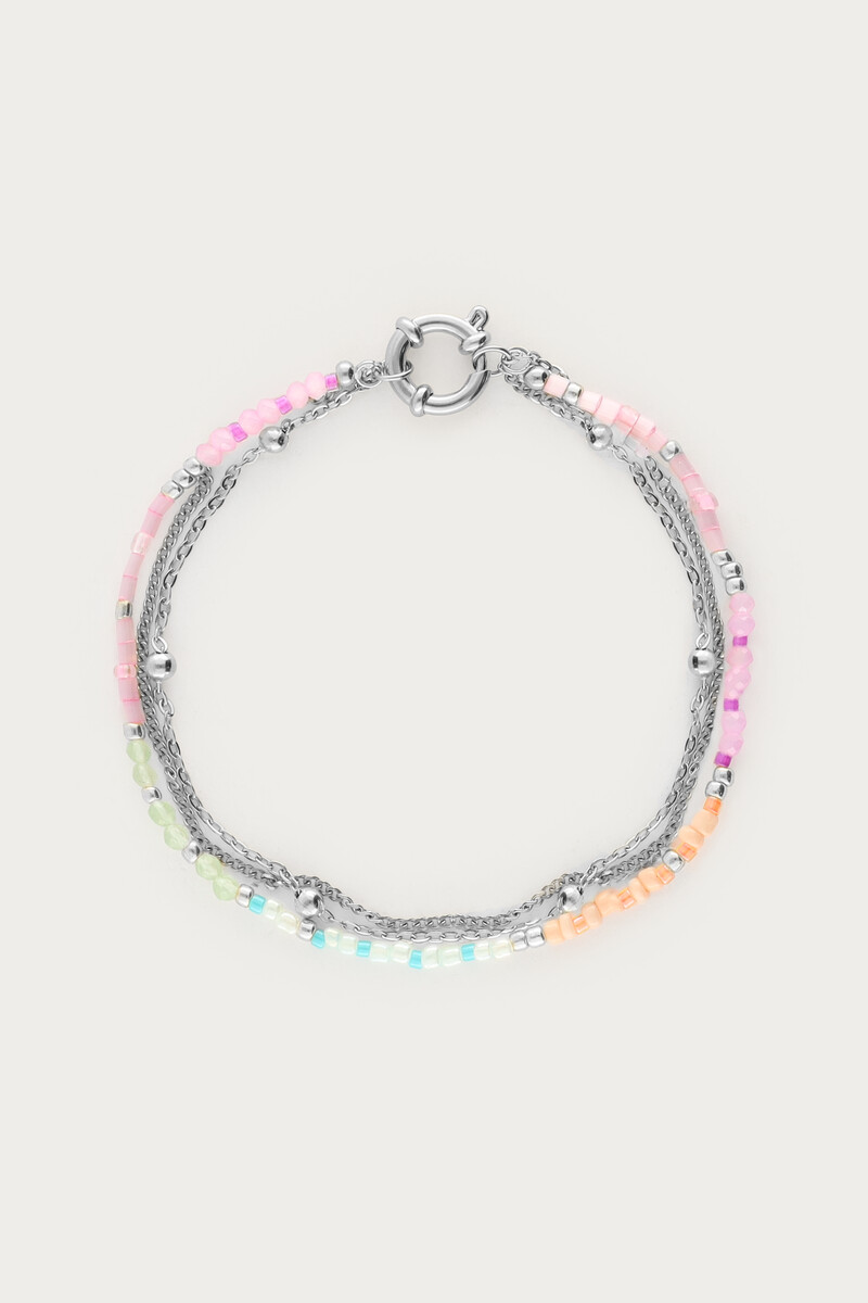Botanical driedubbele armband met multikleur kralen