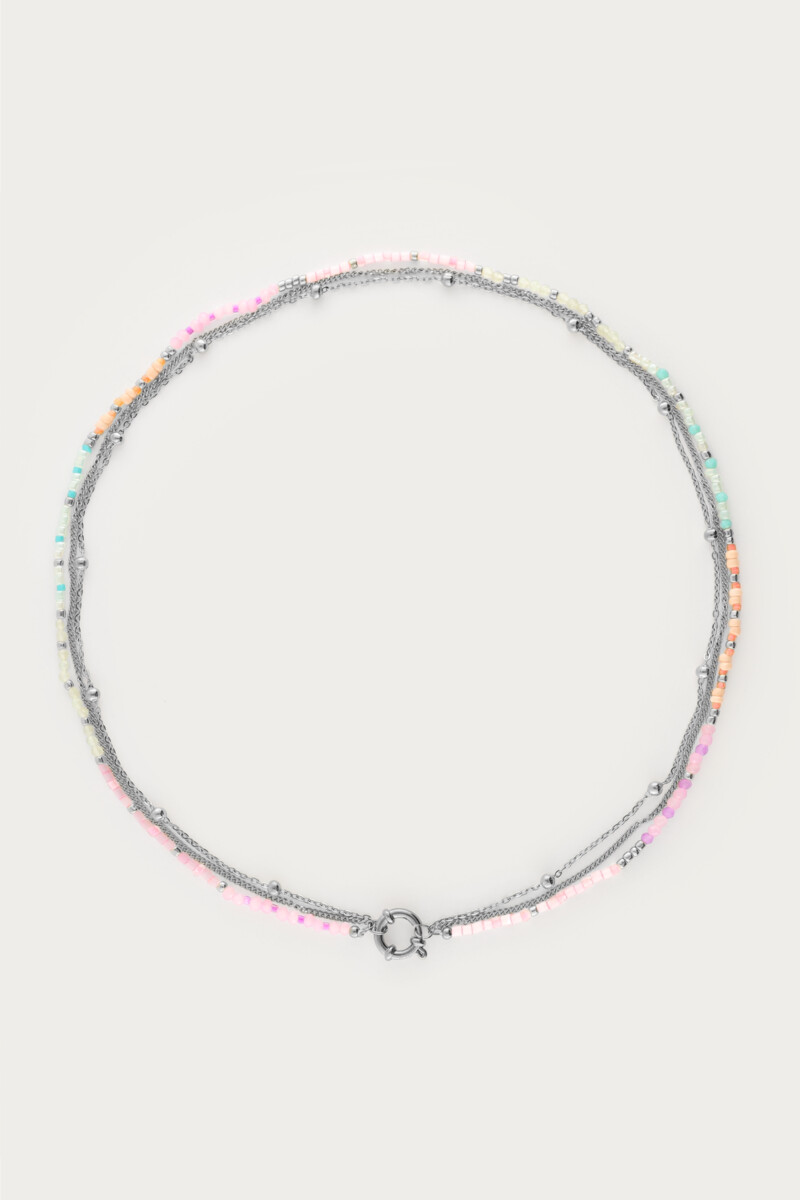 Botanical Dreifach-Kette mit mehrfarbigen Perlen