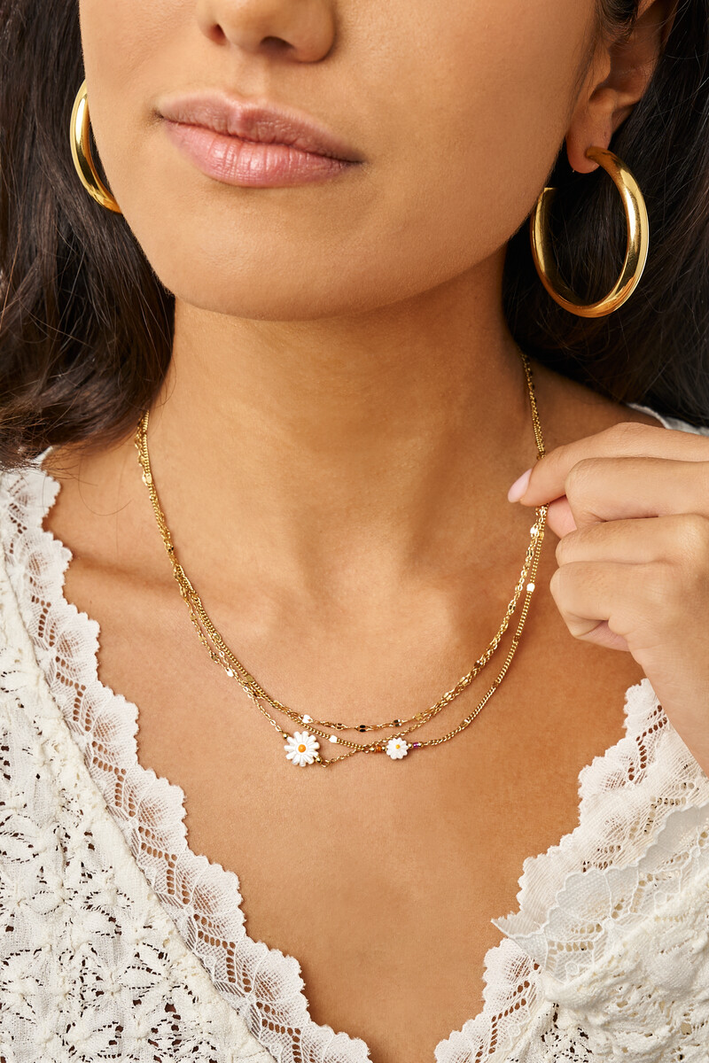 Botanical triple necklace with white flowers | My Jewellery
