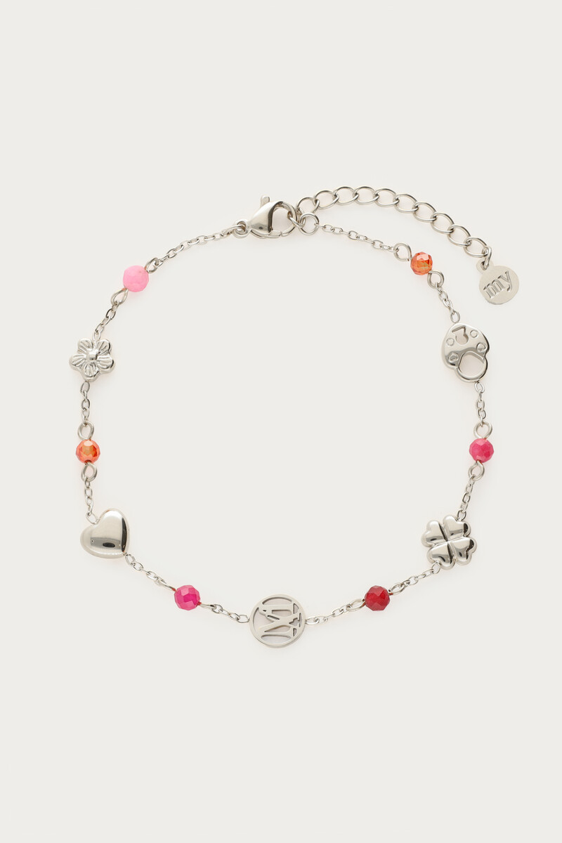 Bracelet clover, heart & purple beads | My Jewellery
