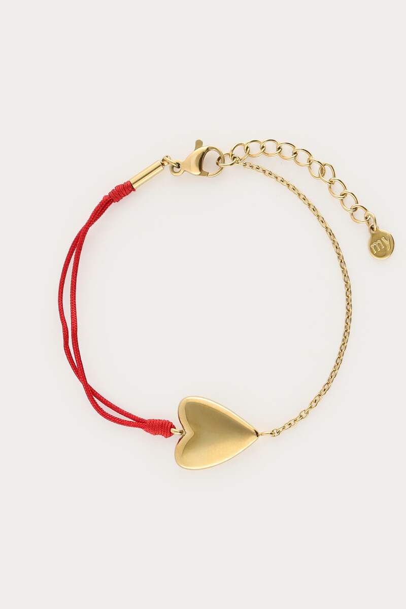 Bracelet red rope with heart