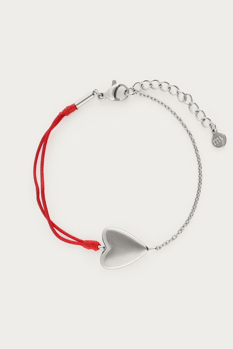 Bracelet red rope with heart