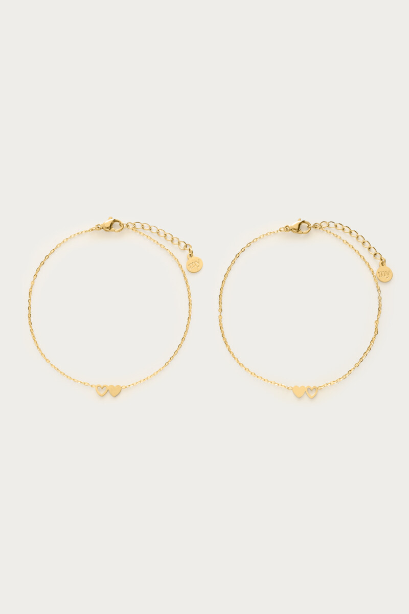 Set de 2 bracelets à 2 coeurs  